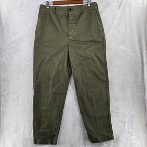 Alex Mill Olive Green Cropped‎ Pants High Waist Military Trousers Size 14